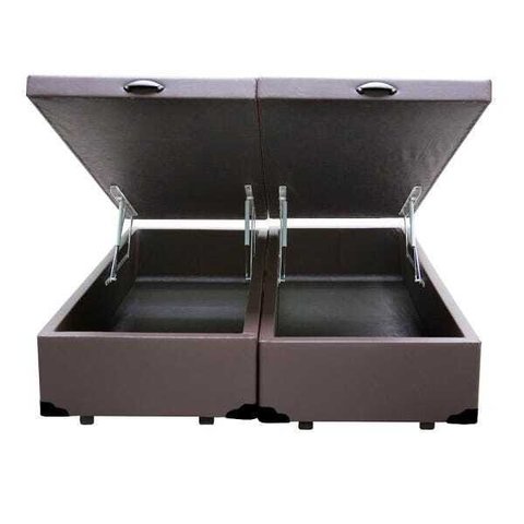 Base Box Baú Casal Bipartido Belos Sonhos Sintético Marrom 41x138x188