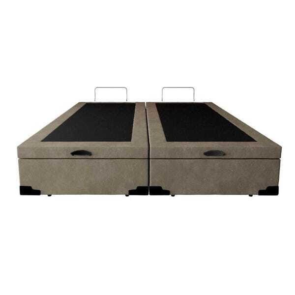 Base Box Baú Casal Bipartido Belos Sonhos Suede Bege 41x138x188 - 3