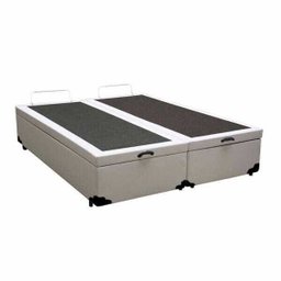Base Box Baú King Bipartida em Corino Branco com Pistão A Gás - 41x193x203cm - 3
