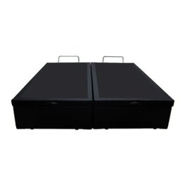 Base Box Baú King Bipartida em Corino Preto com Pistão a Gás - 41x193x203cm - 4