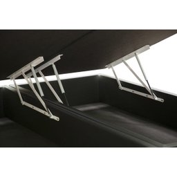 Base Box Baú King Bipartida em Corino Preto com Pistão a Gás - 41x193x203cm - 3