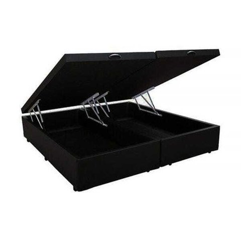 Base Box Baú King Bipartido Belos Sonhos Suede Preto 41x193x203