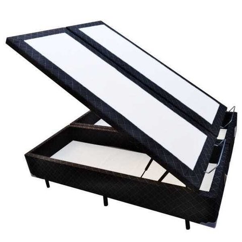 Base Box Baú Queen Bipartido Belos Sonhos Poliéster Preto 41x158x198