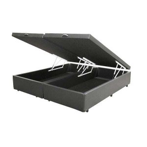Base Box Baú Queen Bipartido Belos Sonhos Sintético Cinza 41x158x198