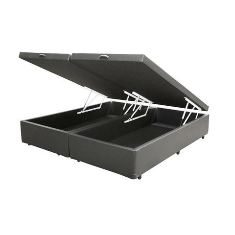 Base Box Baú Casal Bipartido Belos Sonhos Sintético Cinza 49x138x188