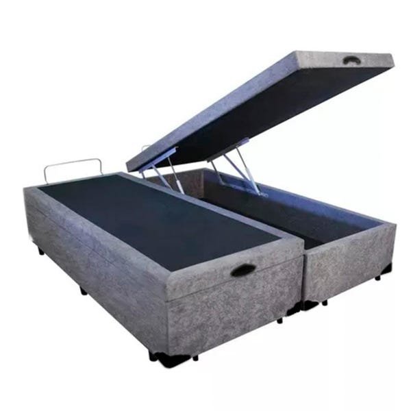 Base Box Baú Casal Bipartido Belos Sonhos Suede Cinza 49x138x188 - 2
