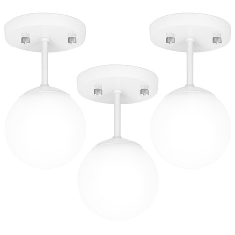 Kit 3 Lustre Plafon Orby Branco 23x14 cm