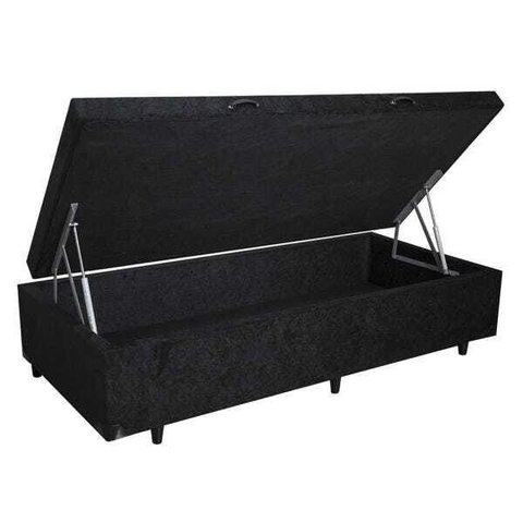 Base Box Baú Solteirão Belos Sonhos Suede Preto 49x96x203