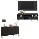 Ver imagem 1 de Conjunto Sala de Estar Rack/Painel TV/Aparador Multimóveis Sofia FG1005 Preto/Natural