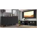 Ver imagem 2 de Conjunto Sala de Estar Rack/Painel TV/Aparador Multimóveis Sofia FG1005 Preto/Natural