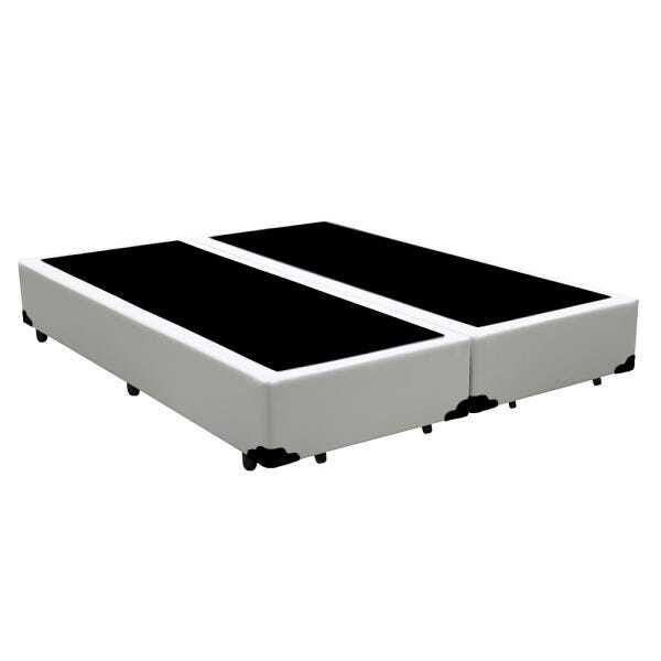 Base Box Casal Bipartido Belos Sonhos Sintético Branco 40x138x188 - 1