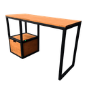 Ver imagem 4 de Escrivaninha Estilo Industrial - Uma Gaveta e Um Nicho Vazado - Ferro em Preto e Madeira Cor Castanh