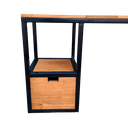 Ver imagem 6 de Escrivaninha Estilo Industrial - Uma Gaveta e Um Nicho Vazado - Ferro em Preto e Madeira Cor Castanh