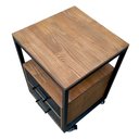 Ver imagem 7 de Mesa de Cabeceira Industrial de Ferro Preto e Madeira Cor Imbuia com 2 Gavetas e 4 Rodízios