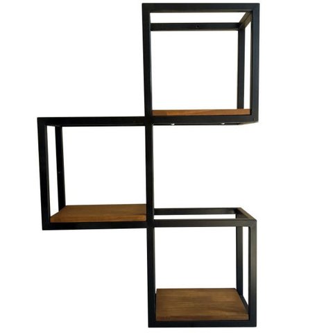 Nicho de Parede Estilo Industrial Ferro e Madeira Modelo 08