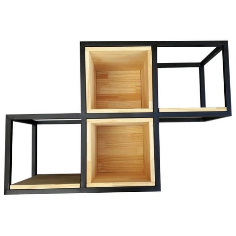 Nicho Industrial Linha Tetris - Ferro e Madeira – Modelo 16