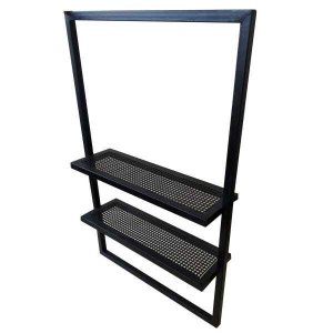 Suporte Estilo Industrial de Banheiro para Toalhas com 2 Prateleiras de Chapa de Ferro