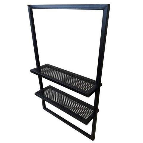 Suporte Estilo Industrial de Banheiro para Toalhas com 2 Prateleiras de Chapa de Ferro