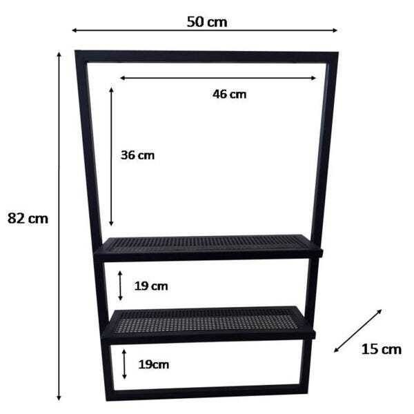 Suporte Estilo Industrial de Banheiro para Toalhas com 2 Prateleiras de Chapa de Ferro - 3