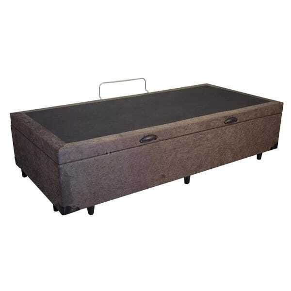 Base Box Baú Solteirão Belos Sonhos Suede Marrom 41x96x203 - 2