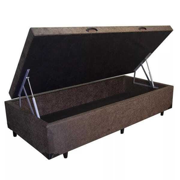 Base Box Baú Solteirão Belos Sonhos Suede Marrom 41x96x203 - 1