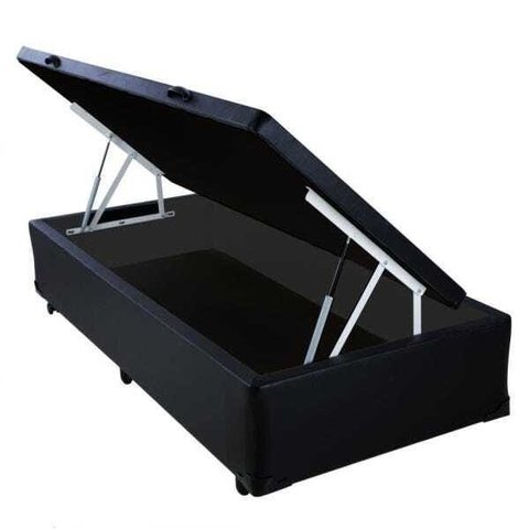 Base Box Baú Solteiro Belos Sonhos Sintético Preto 41x88x188