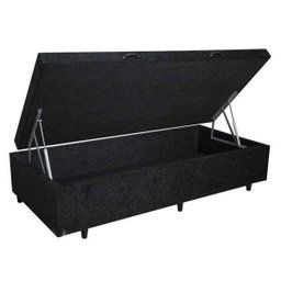 Base Box Baú Solteiro Belos Sonhos Suede Preto 41x88x188 - 1