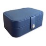 Porta Joia de Couro Portátil Para Anéis Brincos e Colares:Azul - 1