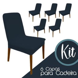 Capa Cadeira Azul Marinho Kit 6 Unidades - 1