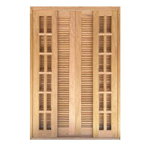 Porta Balcão de Correr de Madeira Cedro Arana Veneziana Reto Bat.14 Cm- 2.15 (a) X 2.40 (l)