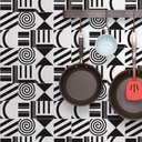 Ver imagem 1 de Papel de Parede Ladrilhos Branco e Preto-60x300cm