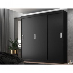 Guarda Roupas Casal Lisboa 3 Portas de Correr e 2 Gavetas - Black Black - 4