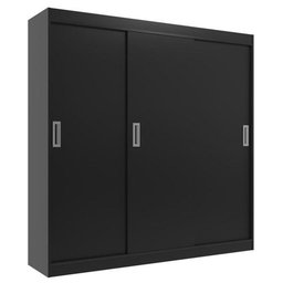 Guarda Roupas Casal Lisboa 3 Portas de Correr e 2 Gavetas - Black Black - 1
