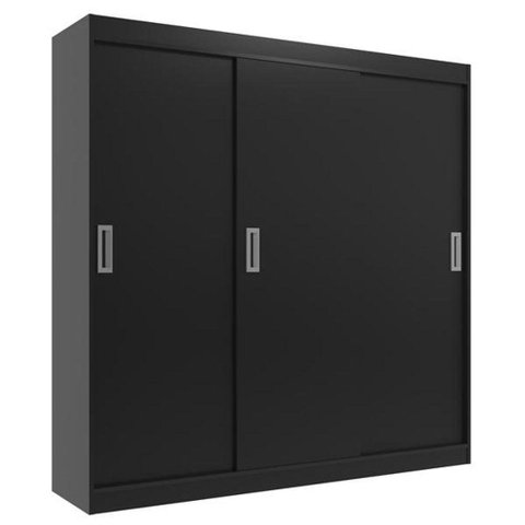 Guarda Roupas Casal Lisboa 3 Portas de Correr e 2 Gavetas - Black Black