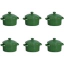 Ver imagem 1 de Kit 6 Mini Caçarola Cerâmica Verde Esmaltada 250ml Moderna Panelinha para Festa Buffet Servir