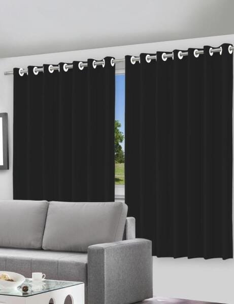 Cortina Blackout Preto com Ilhós - 280x220cm - 2