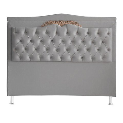 Cabeceira de Cama Box Barcelona Casal 140 Cm Capitonê Retro Botão Encapados Suede Prata do Lar Mó