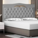 Ver imagem 2 de Cabeceira de Cama Box Barcelona Casal 140 Cm Capitonê Retro Botão Encapados Suede Prata do Lar Mó