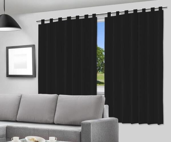 Cortina Blackout Preto - 280x280cm - com Alça para Varão - 2