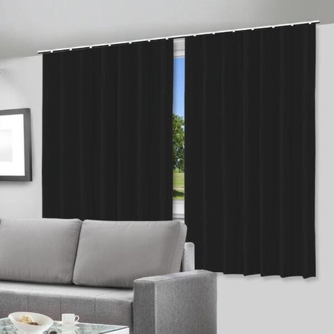 Cortina Blackout Preto - 280x280cm - com Alça para Varão