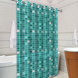 Cortina de Box com Ilhós Estampada Pastilha Verde - 1