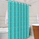 Ver imagem 1 de Cortina para Box 3D Azul Tiffany com Ilhós 138cm x 198c