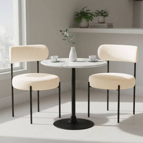 Cadeira Sala de Jantar Margara Kit 2 em Aço Preto Bouclê Ted D03 - D'Rossi