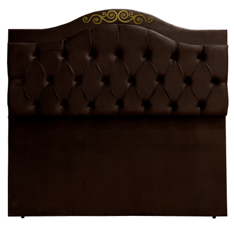 Cabeceira Solteiro Cama Box Botões Detalier Provençal Marrom Suede com Pés 120 Rbl