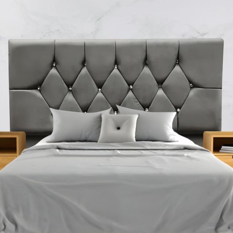 Cabeceira Cama Box Estofada Solteirão 100 Cm Suede Isabela:cinza