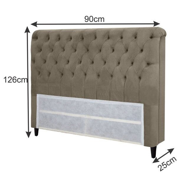 Cabeceira Solteiro Imperatriz Para Cama Box 90cm Nobuck Marrom Taupe 0030 Simbal - 2