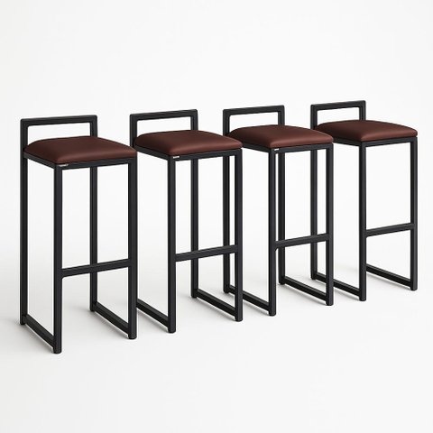 Kit 4 Banqueta Metal Alta Balcão Área Gourmet Bancada Cozinha Bistrô Moderno Couro Sintético