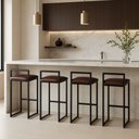 Ver imagem 3 de Kit 4 Banqueta Metal Alta Balcão Área Gourmet Bancada Cozinha Bistrô Moderno Couro Sintético