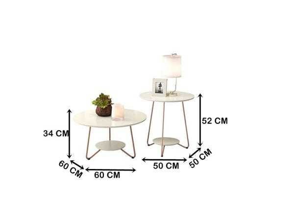 Conjunto Mesa De Centro E Apoio Liz Off White – EJ Móveis - 3
