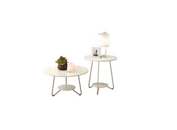 Conjunto Mesa De Centro E Apoio Liz Off White – EJ Móveis - 1